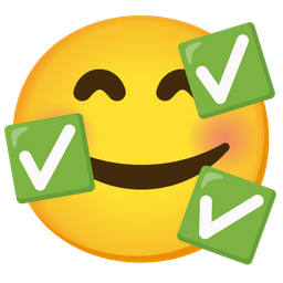 smiling face with hearts and check mark button