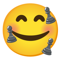 smiling face with hearts and chess pawn