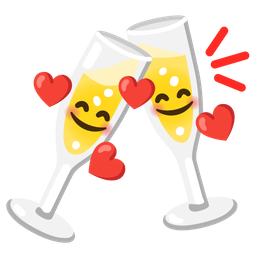 smiling face with hearts and clinking glasses