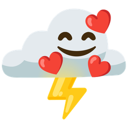 smiling face with hearts and cloud with lightning