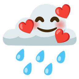 smiling face with hearts and cloud with rain