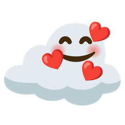 smiling face with hearts and cloud