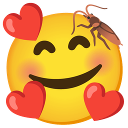 smiling face with hearts and cockroach