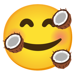 smiling face with hearts and coconut