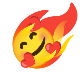 smiling face with hearts and comet