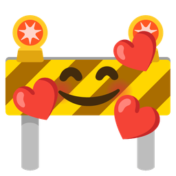 smiling face with hearts and construction