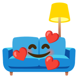 smiling face with hearts and couch and lamp