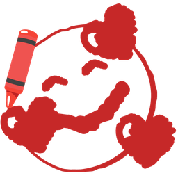 smiling face with hearts and crayon