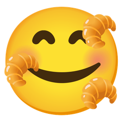 smiling face with hearts and croissant