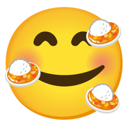 smiling face with hearts and curry rice