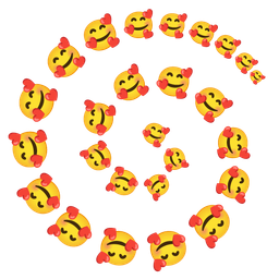 smiling face with hearts and cyclone