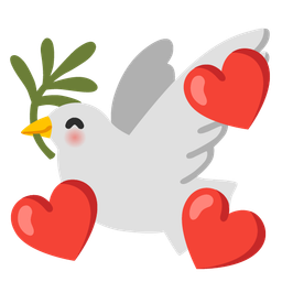 smiling face with hearts and dove