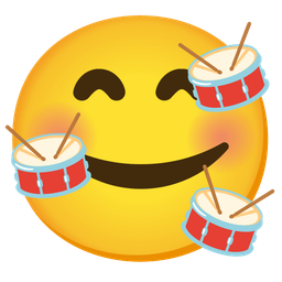 smiling face with hearts and drum