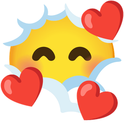 smiling face with hearts and face in clouds