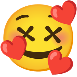 smiling face with hearts and face with crossed-out eyes