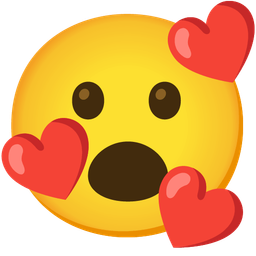 smiling face with hearts and face with open mouth