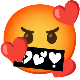 smiling face with hearts and face with symbols on mouth