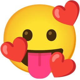 Smiling face with hearts and Face with tongue