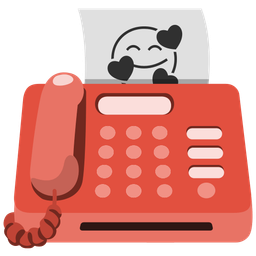 smiling face with hearts and fax machine