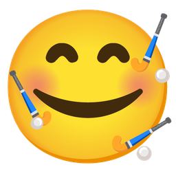 smiling face with hearts and field hockey