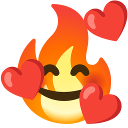 smiling face with hearts and fire