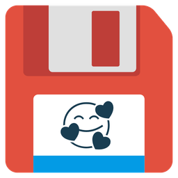 smiling face with hearts and floppy disk