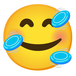 smiling face with hearts and flying disc