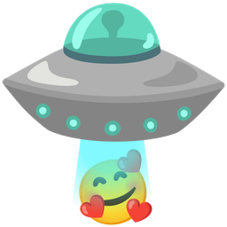 smiling face with hearts and flying saucer