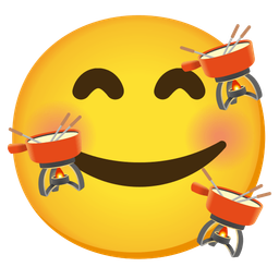 smiling face with hearts and fondue