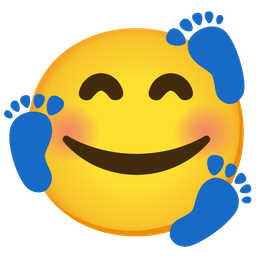 smiling face with hearts and footprints