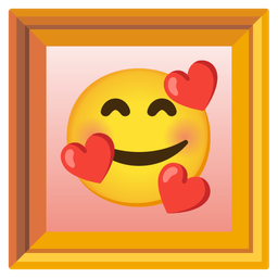 smiling face with hearts and framed picture