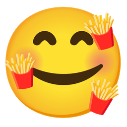 smiling face with hearts and french fries