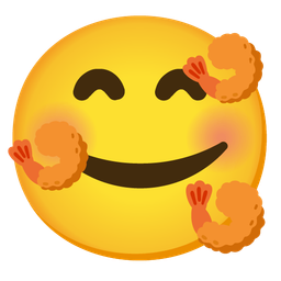 smiling face with hearts and fried shrimp