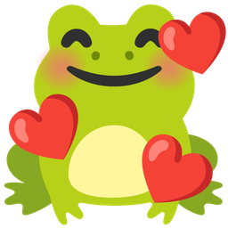 smiling face with hearts and frog
