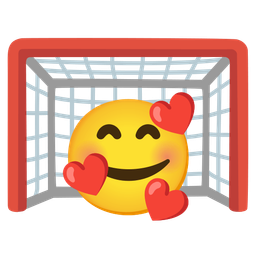 smiling face with hearts and goal net
