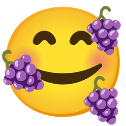 smiling face with hearts and grapes