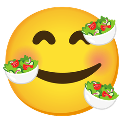 smiling face with hearts and green salad