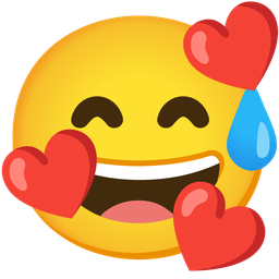 Smiling face with hearts and Grinning face with sweat