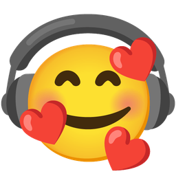 smiling face with hearts and headphone
