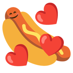 smiling face with hearts and hot dog