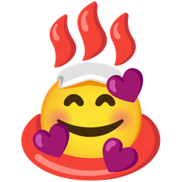 smiling face with hearts and hot springs