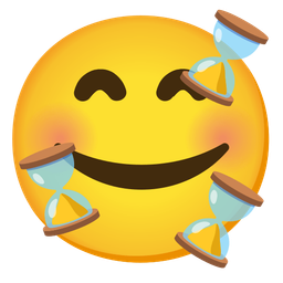 smiling face with hearts and hourglass done