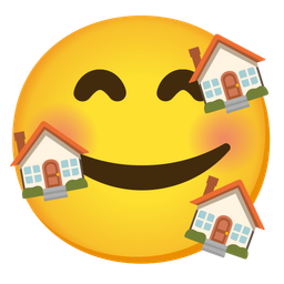 smiling face with hearts and house