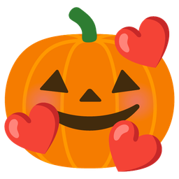 smiling face with hearts and jack-o-lantern