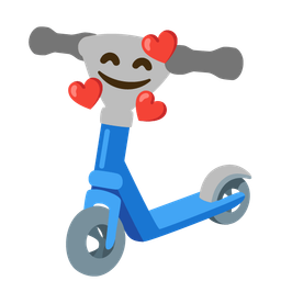 smiling face with hearts and kick scooter