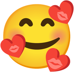 smiling face with hearts and kiss mark