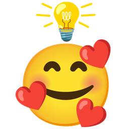 smiling face with hearts and light bulb