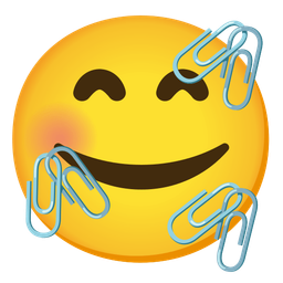 smiling face with hearts and linked paperclips
