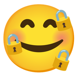 smiling face with hearts and locked