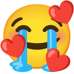 smiling face with hearts and loudly crying face